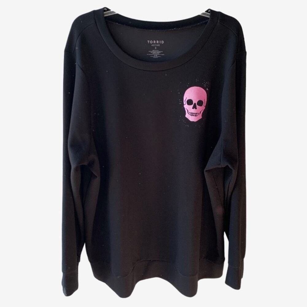 Torrid Active Sweatshirt Size‎ 3X Cupro Skull Black Purple Pullover Workout